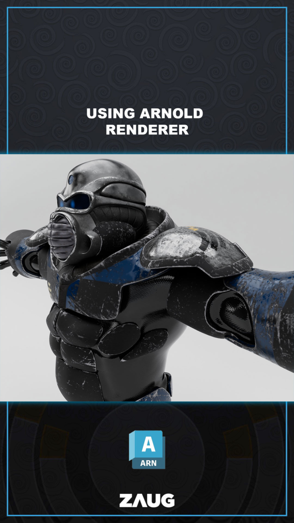 Showing the last step of rendering through arnold renderer for Fr0og by Daniel Zaug.